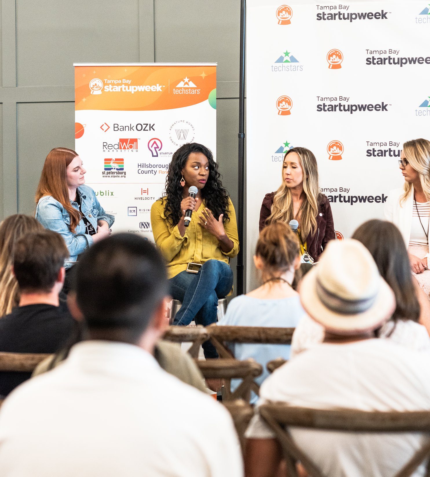 Danielle speaking on a professional panel at Tampa Bay Startup Week